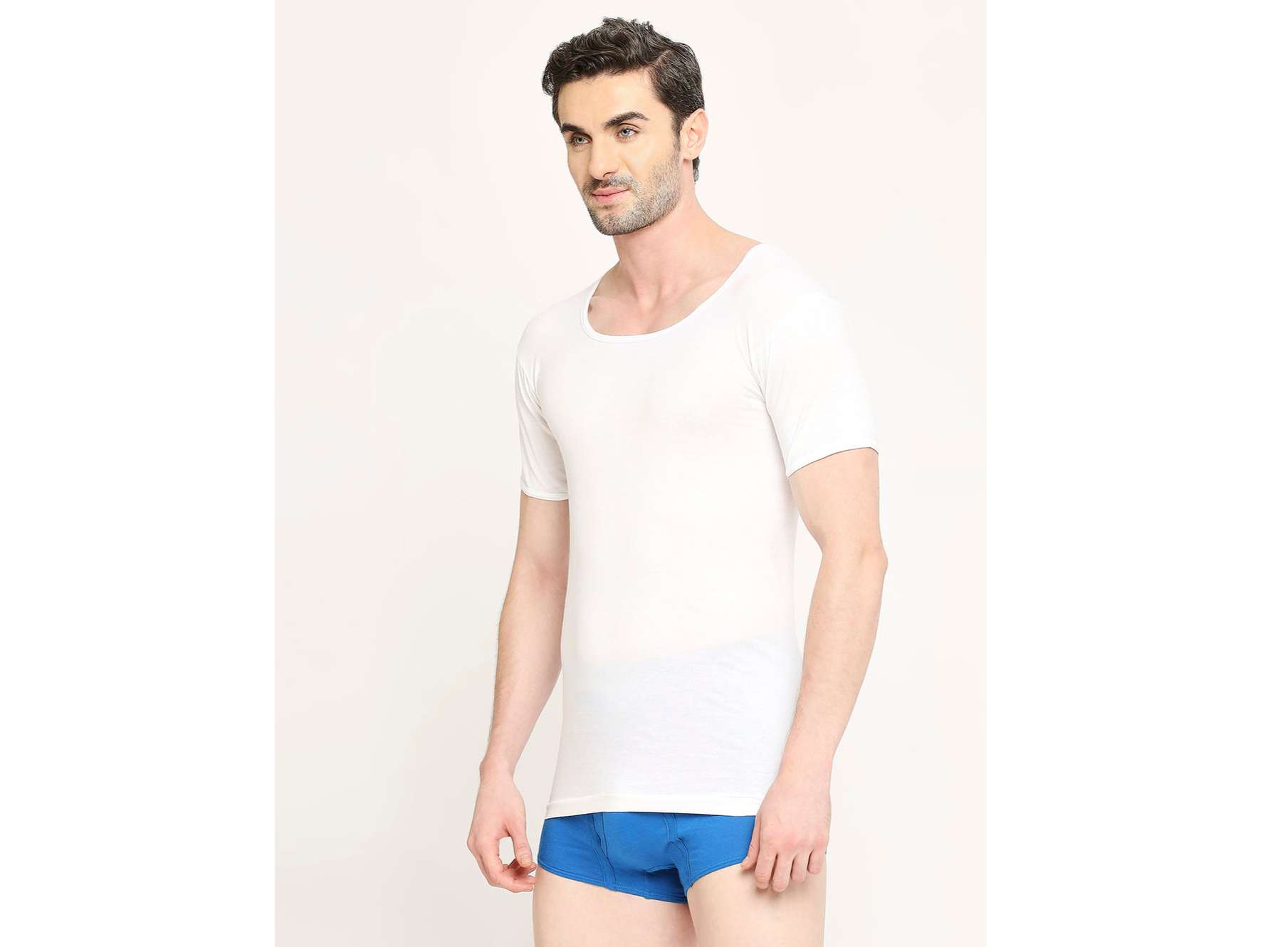 VIP Supreme Men's Round Neck Half Sleeve 100% Cotton White Vest, Moisture Absorbent Inner wear for Men - 90 view 2