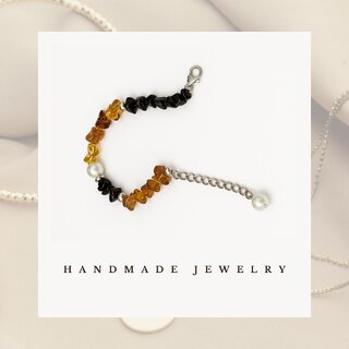Techiefox Handmade Multicolor Chunky Beaded Bracelet with Pearl Accent and Adjustable Chain view 2