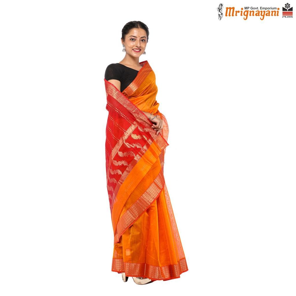 HANDLOOM MAHESHWARI SILK SAREE WITH BLOUSE (SKU - 3S0105180522, SAREE - 1277) view 2