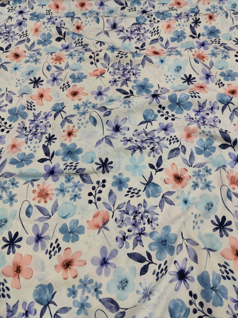 Floral printed cotton fabric view 2