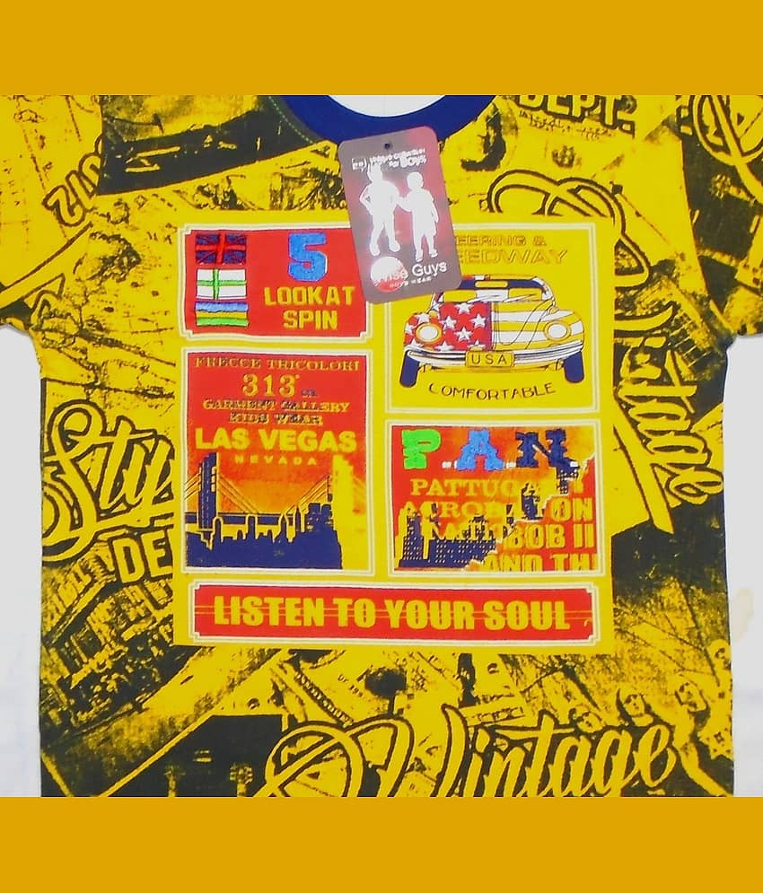 Wise Guys Pack of 1 Boys Cotton T-Shirt & Shorts Set ( Yellow ) view 2