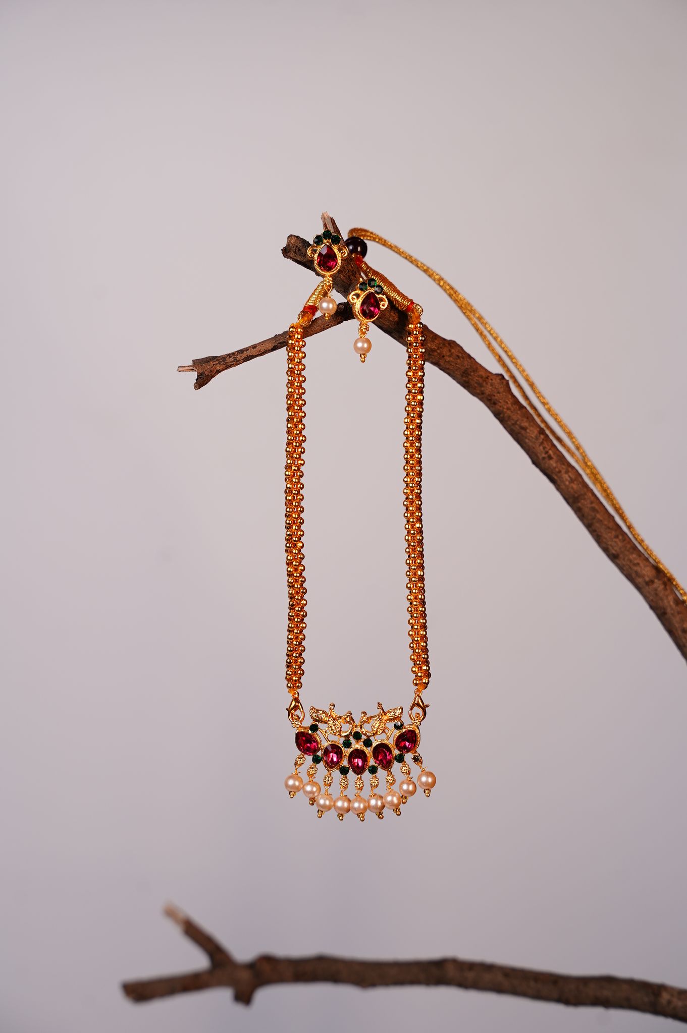 Gold-Plated Necklace & Earring Set view 2