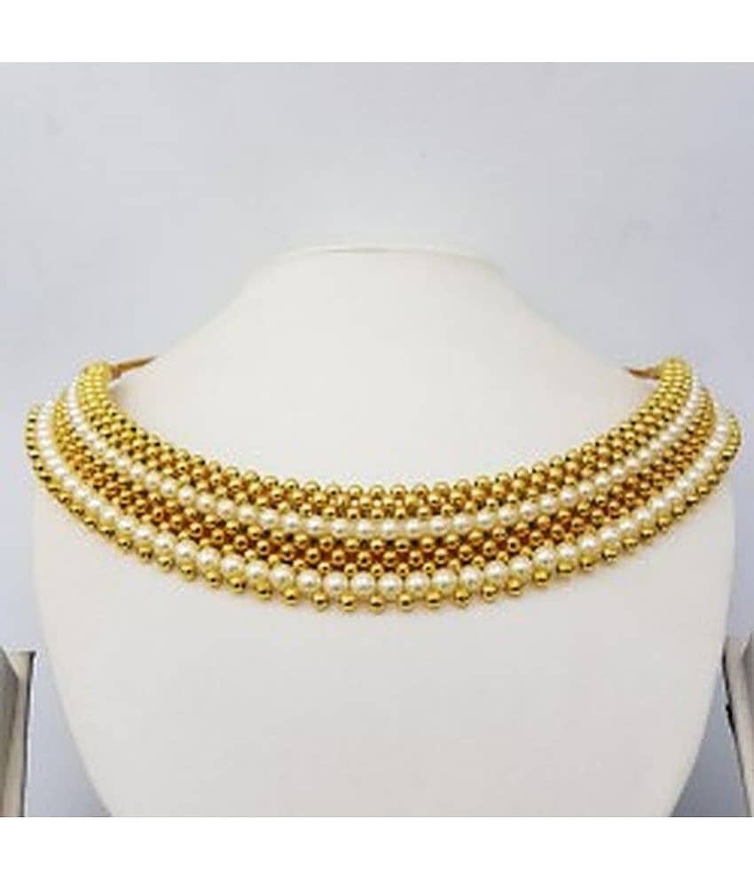 HEER COLLECTION - Gold Pearls Necklace ( Pack of 1 ) view 2