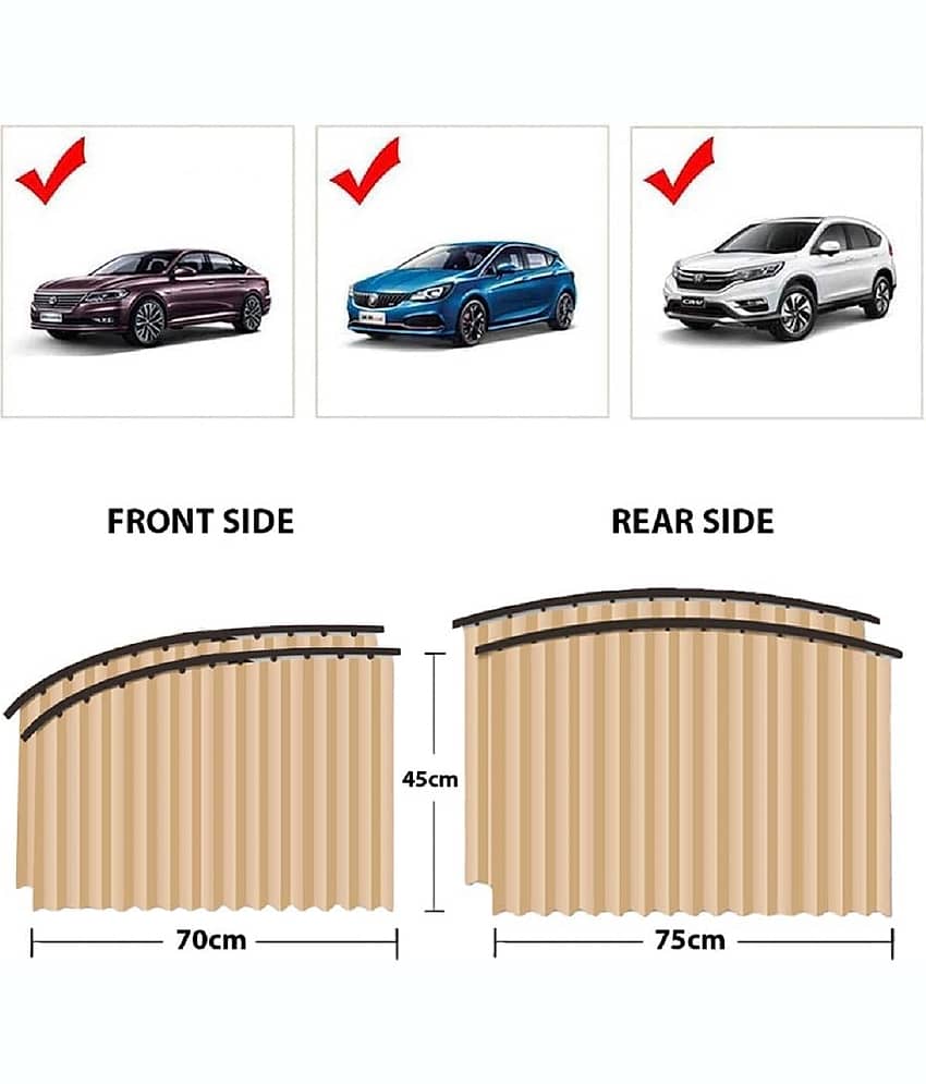 RAMDEV ENTERPRISE Universal Fit Magnetic Car Side Window Privacy Sunshade, Car Sun Shade Side Window, Magnet Pleated Curtains for Car Window, Removable Car Window Curtains (Cream). view 2