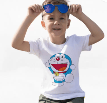 Ikkay Fashion Boys & Girls Cartoon Polycotton Regular T Shirt (White, Pack of 1)
