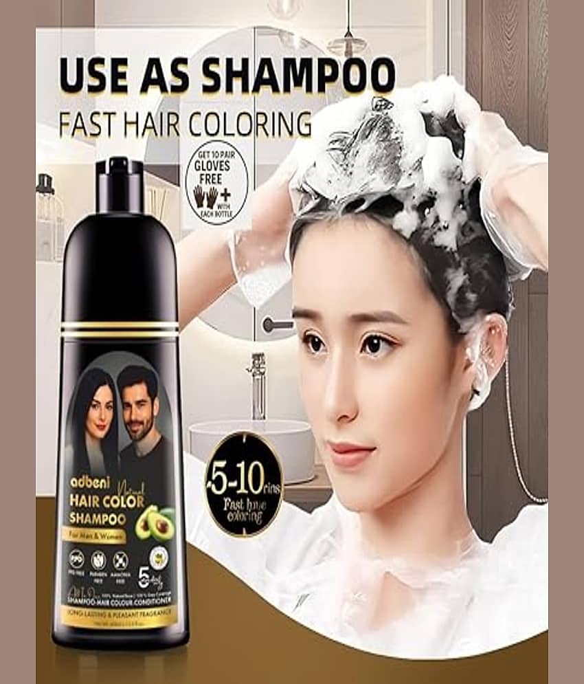 Adbeni Hair Color Shampoo Paraben Free Permanent Hair Color 400 mL Black view 2