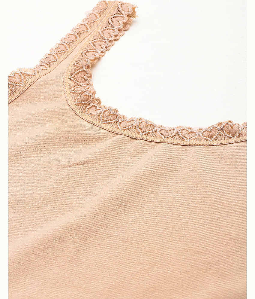 Leading Lady Pack of 1 Camisole/ Tank Top Cotton Blended Camisoles ( Peach ) view 2
