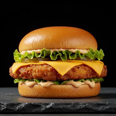 Crispy Chicken with Cheese Burger