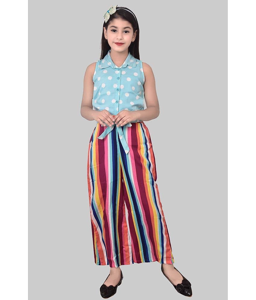Arshia Fashions Girls Cotton Blend Jumpsuit ( Pack of 1 , Blue )