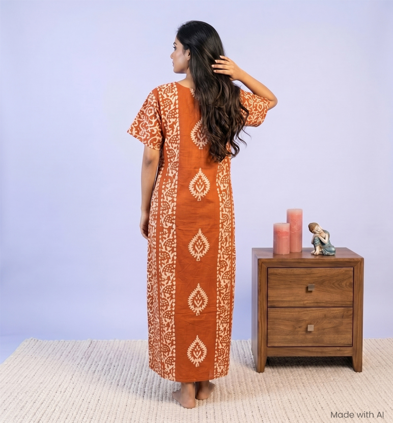 Handcrafted Batik Printed Cotton Gown view 2