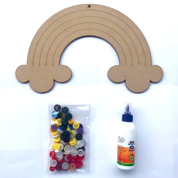 The brown box DIY Button Rainbow Mosaic Kit,Craft kit,Art and Craft Kit,DIY Kit,Hobby kit,Rainbow Theme Birthday Gift,Christmas Gift view 2