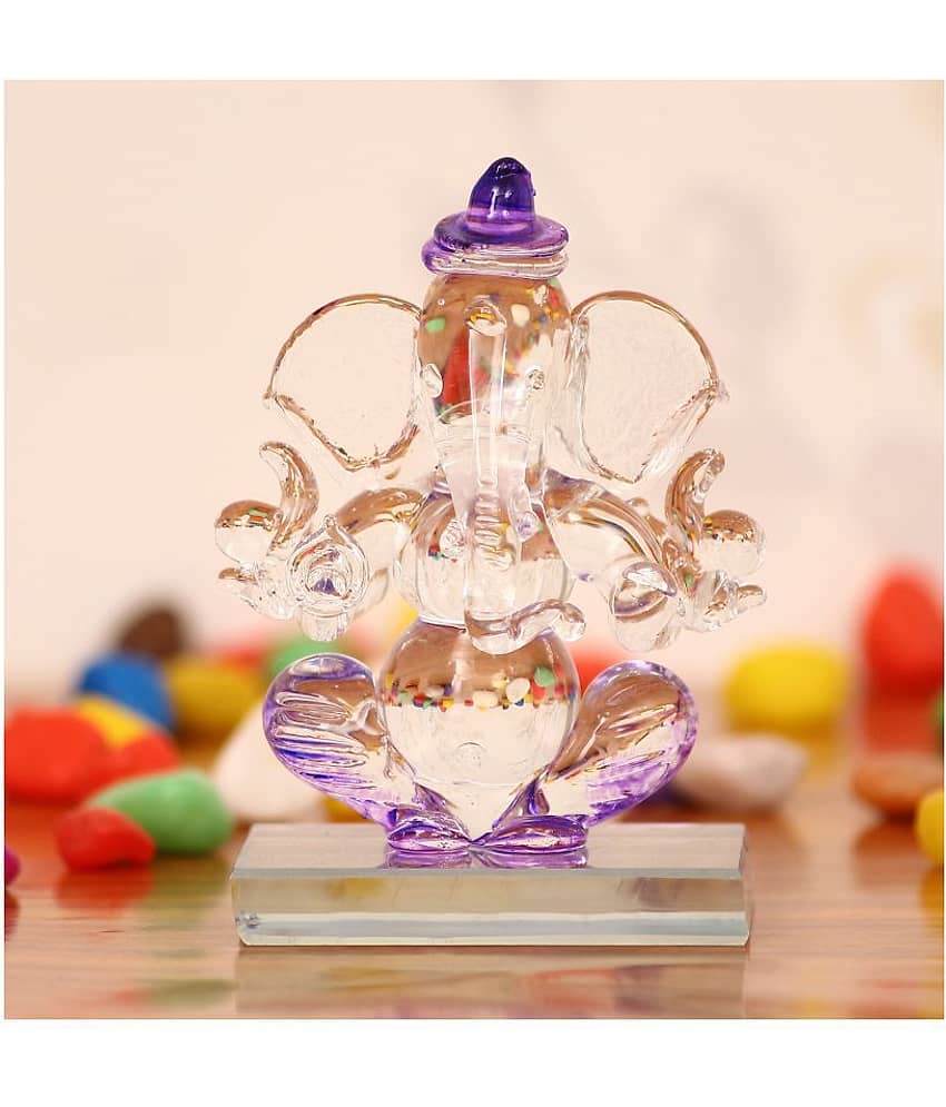 eCraftIndia Showpiece Crystal Ganesha Idol 6 x 4 cms Pack of 1 view 2