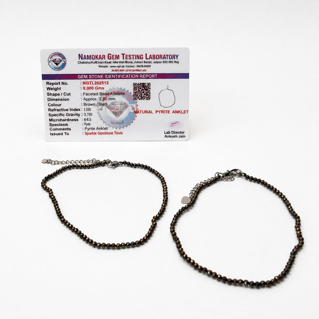 Shrifal Certified Pyrite Anklet For Women Stylish- Stone of Money, Protection & Power, Money Magnet Raw Ryrite Anklet Original Certified - Adjustable Spiritual Jewellery Best Gift Item