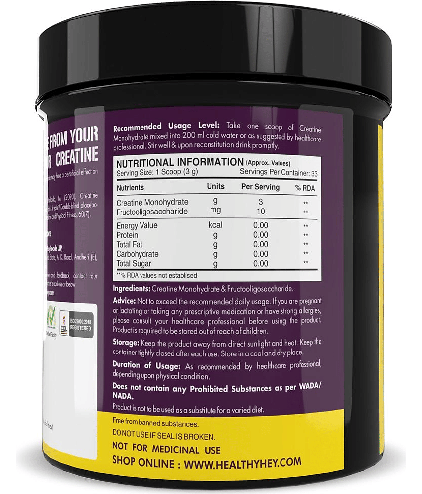 HealthyHey Sports Creatine Monohydrate 100 gm view 2