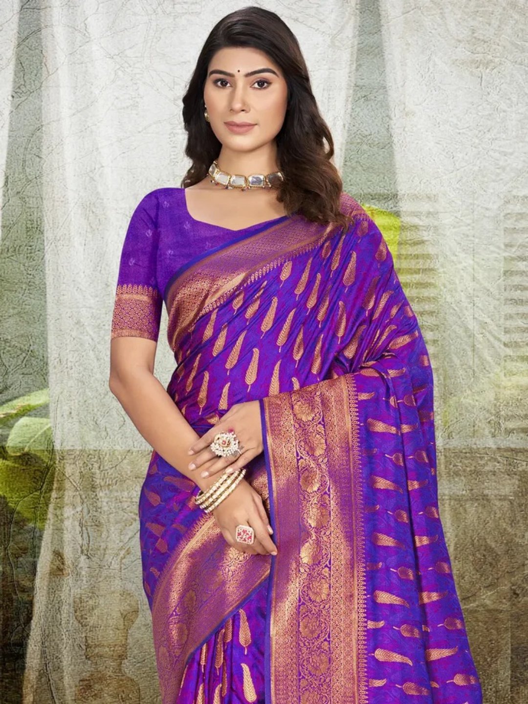 Purple Silk Saree view 2