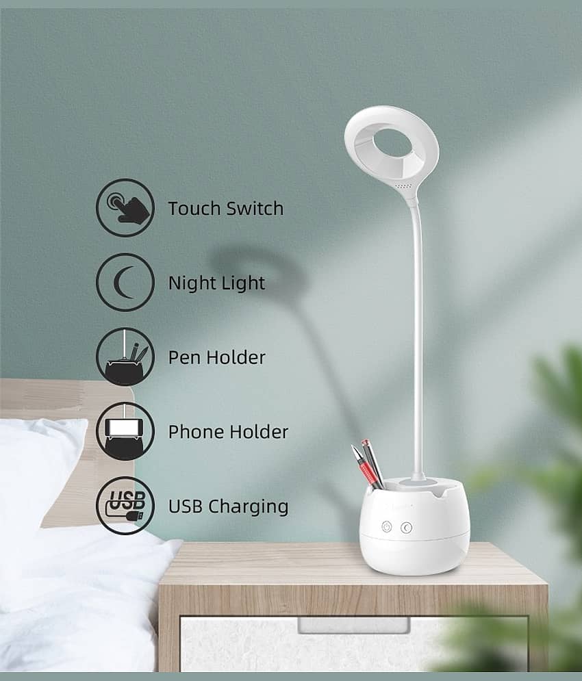 IDOLESHOP - White Study Table Lamp ( Pack of 1 ) view 2
