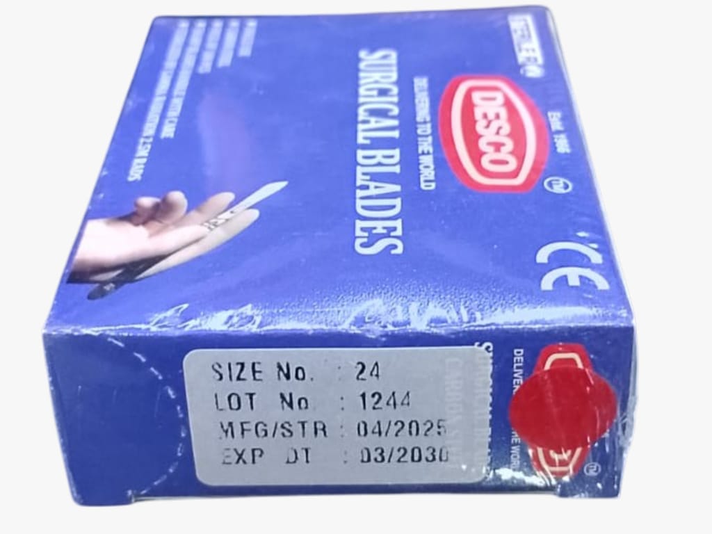 Size 24 Disposable Surgical Blade Tool Scalpel Blades, High Carbon Steel Blades. Individually Wrapped Surgical Blades view 2
