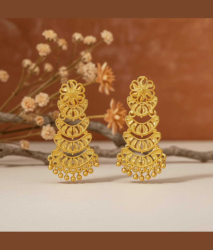 LUV FASHION Gold Chandelier Earrings ( Pack of 1 ) view 2