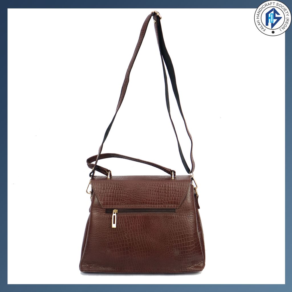 Genuine Leather Stylish Dark Brown Satchel Bag for Girls & Women - Dark Brown view 2