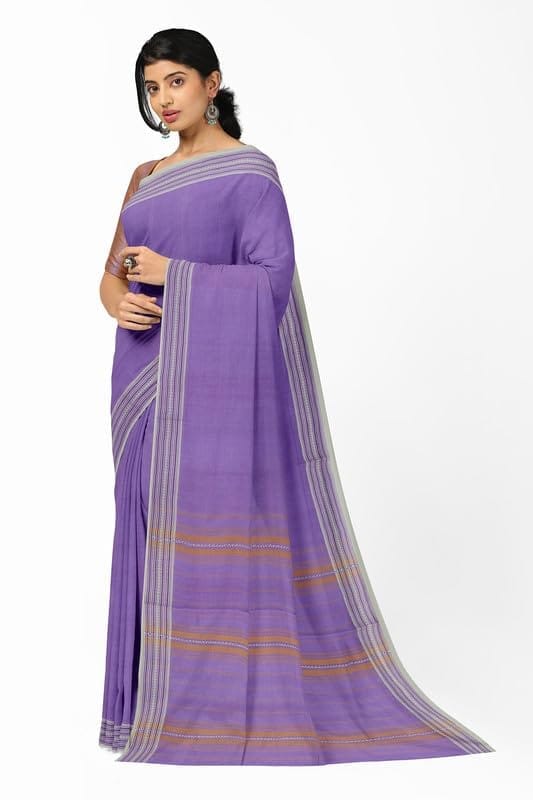 APCO Handloom (A Andhra Pradesh Govt Emporium)- Women's Traditional Pure Handloom Bandar/Polavaram Purple Cotton Saree | PBS0046 view 2
