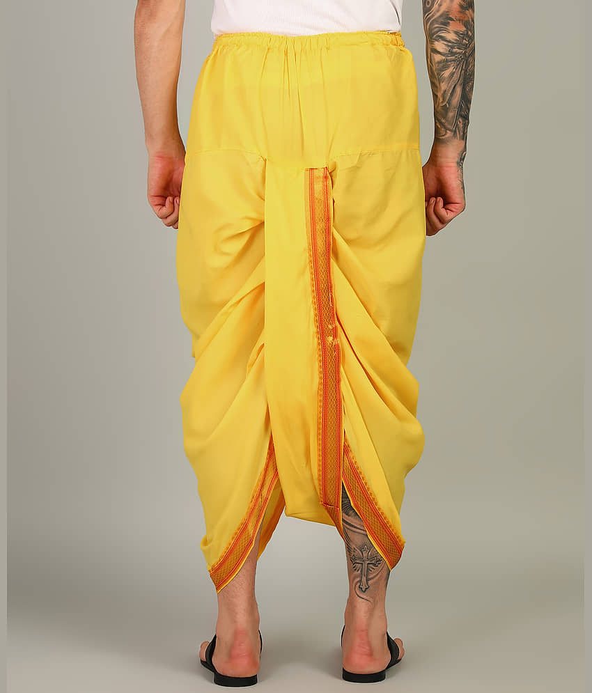 Shyam Handloom Silk Men's Dhoti Gold ( Pack of 1 ) view 2