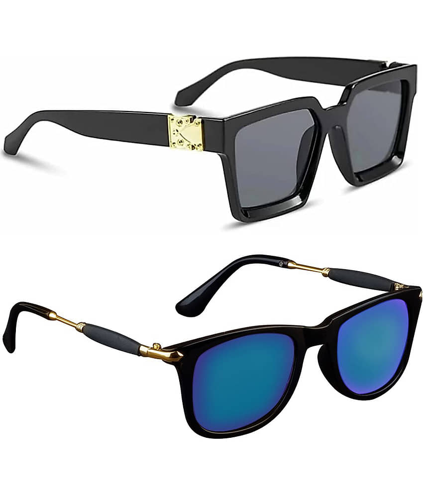 Kanny Devis - Black Rectangular Sunglasses ( Pack of 2 ) view 2