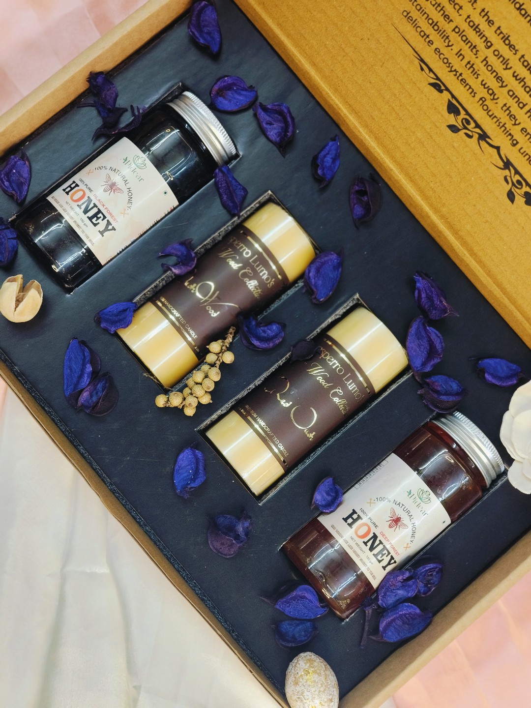 Festival Gift Hamper 2 Candle & 2 Honey Set. view 2