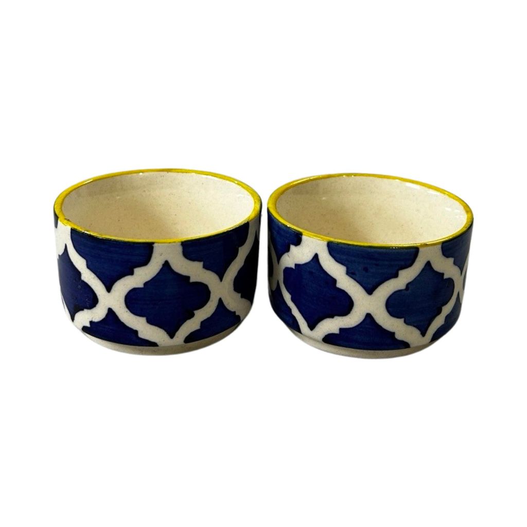 Ceramic Dining Yellow Blue Moroccan Ceramic 50ml Dip Bowls Set of 2 view 2