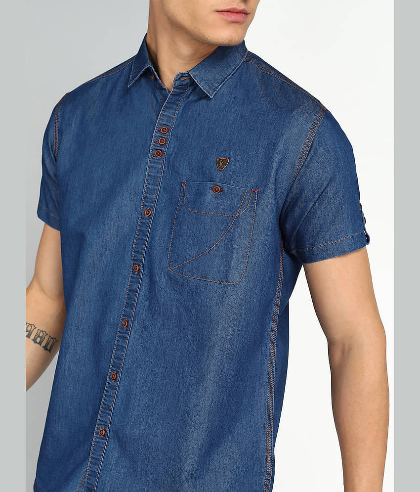 Kuons Avenue Denim Regular Fit Solids Half Sleeves Men's Casual Shirt - Blue ( Pack of 1 ) view 2