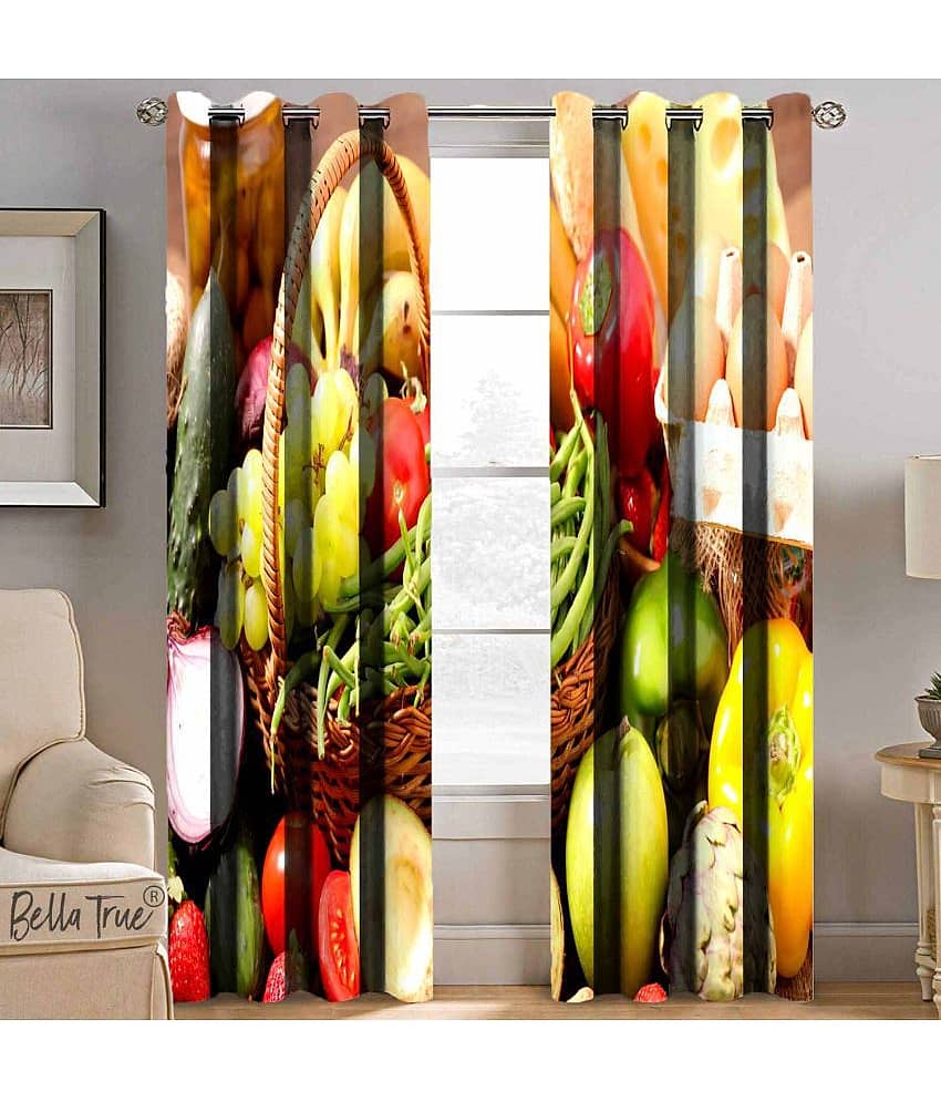 BELLA TRUE - - Multicolor Pack of 1 Polyester Window Curtain (4 ft X 7 ft)