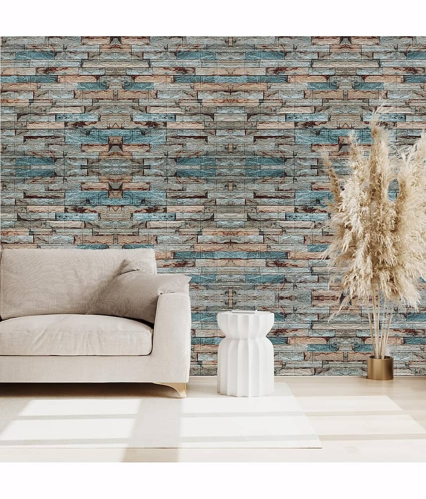 KRAMOX Wallpaper for Walls 3D Wall Stickers Self Adhesive PE Foam Brick Design Wallpaper for Wall Decor Home, Hotel,Living Room, Bedroom Cafe Wooden view 2