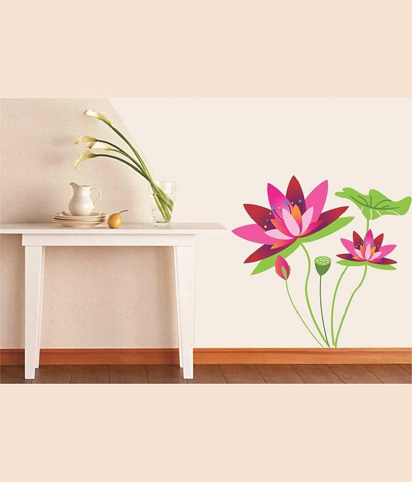 Asmi Collection Beautiful Lotus Flower Wall Sticker ( 75 x 78 cms ) view 2