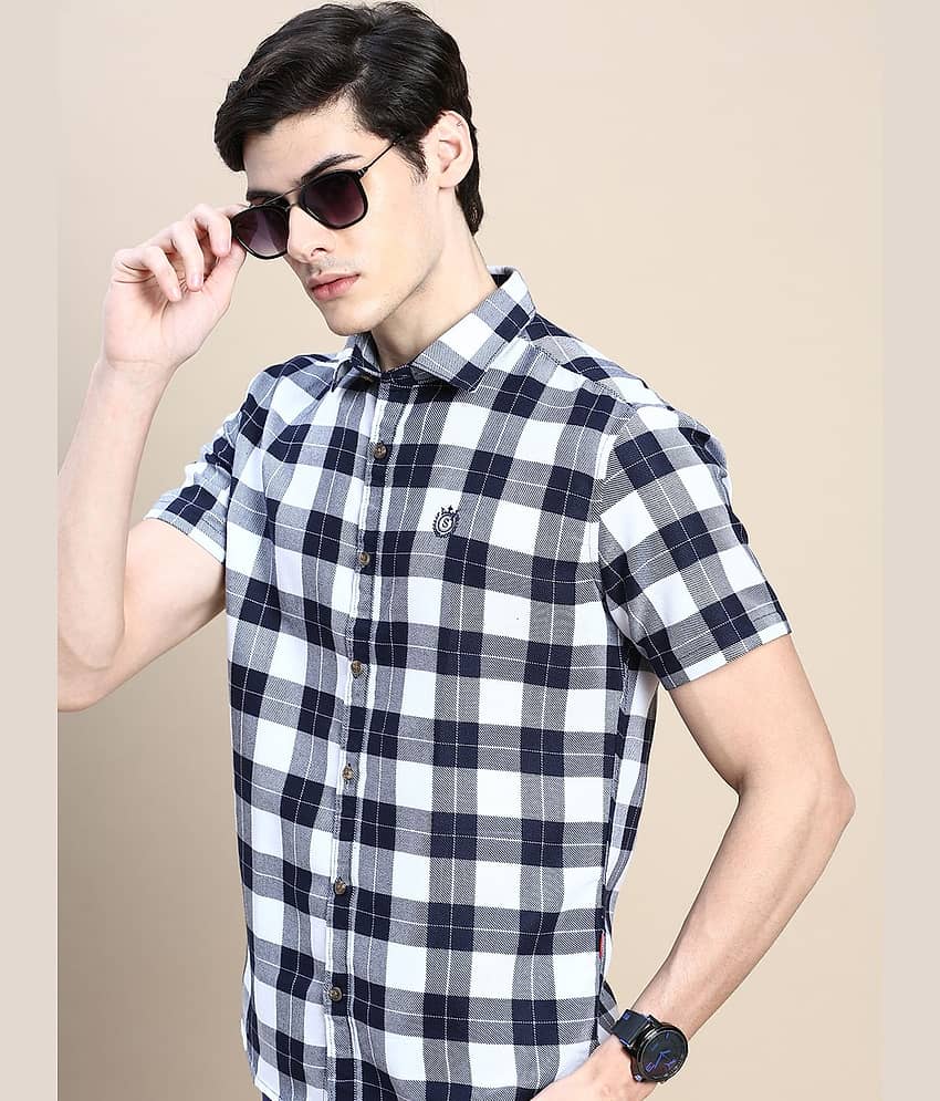 Showoff Cotton Blend Regular Fit Checks Half Sleeves Men's Casual Shirt - White ( Pack of 1 ) view 2
