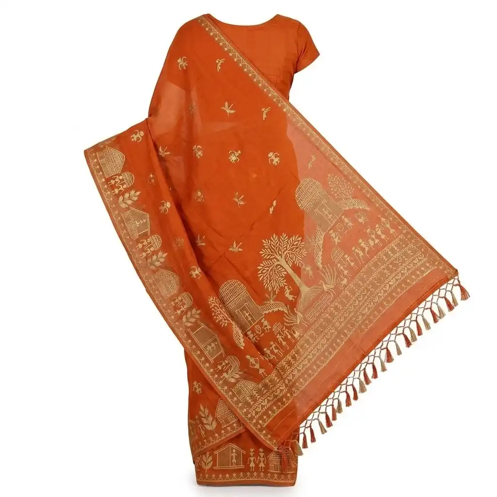 Tussar Cotton Sambalpuri Handmade Saree 1 view 2