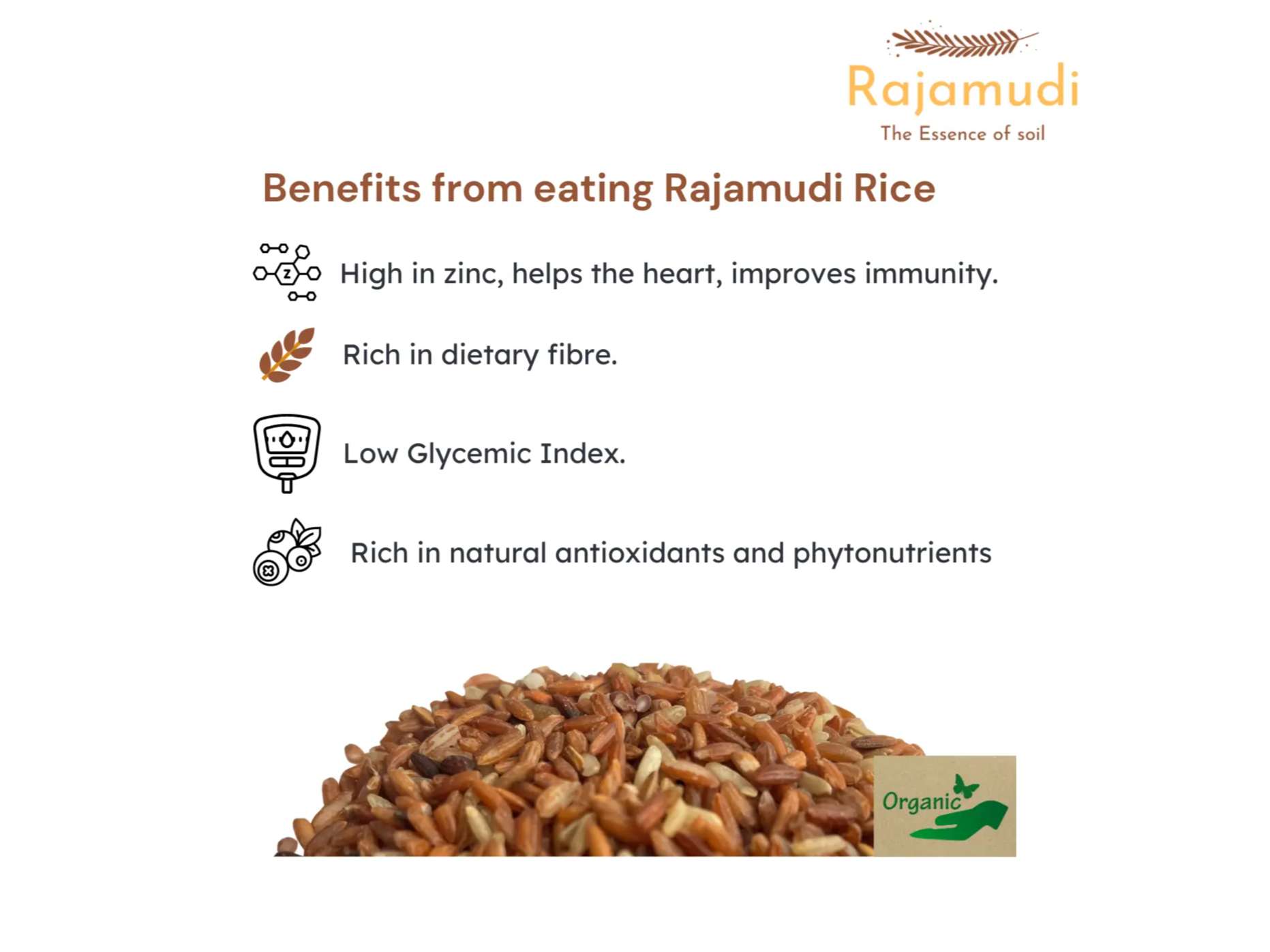 Rajamudi Organics Semi Polished Rice - 30 Kilogram view 2