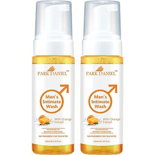 PARK DANIEL Men's Intimate Wash Maintain Ph Balance with Orange Extract Pack of 2 of 150ML (2 x 150 ml) view 2