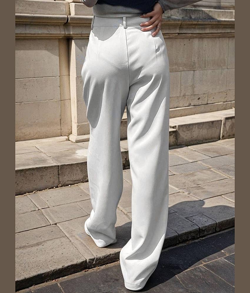 kotty Women Rayon Blend Korean Trousers ( White ) view 2