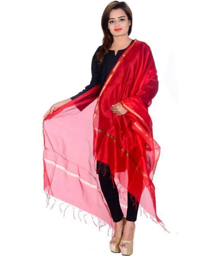 Apratim Red Chanderi Banarasi Dupatta view 2