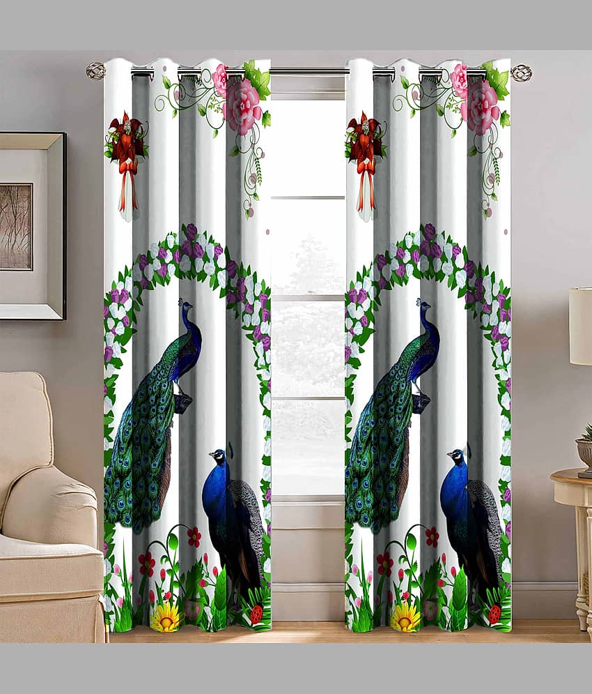 BELLA TRUE Abstract Semi-Transparent Eyelet Curtain 7 ft ( Pack of 2 ) - Multicolor view 2
