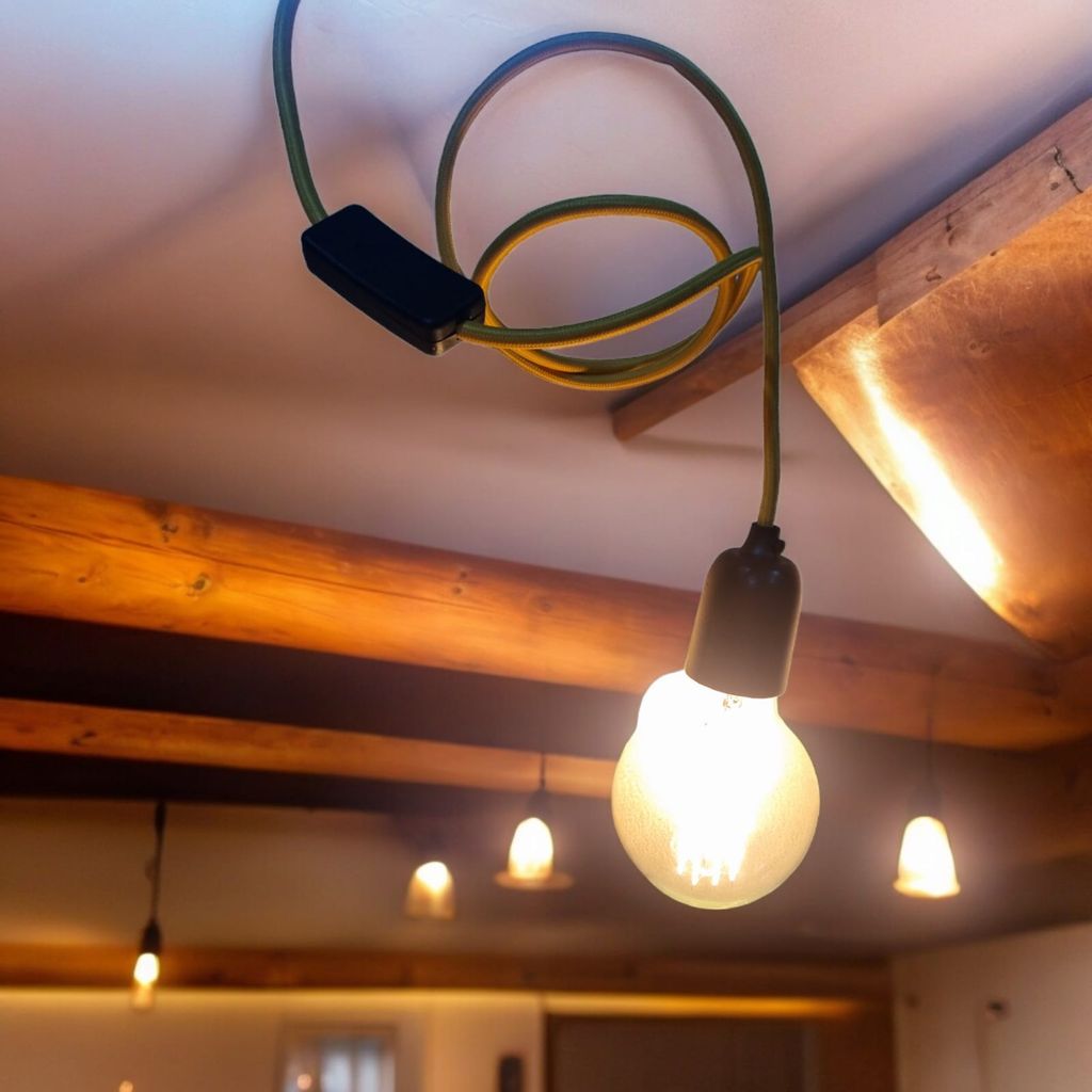 Home Style India Type E27 2-Pin Plug-In Light Fitting Hanging lantern cord with Switch & vintage Edison Buld Holder Socket, Black, 2 m Long Flexible Power Cable for Multipurpose Useswith decorative (Bulb not included) view 2