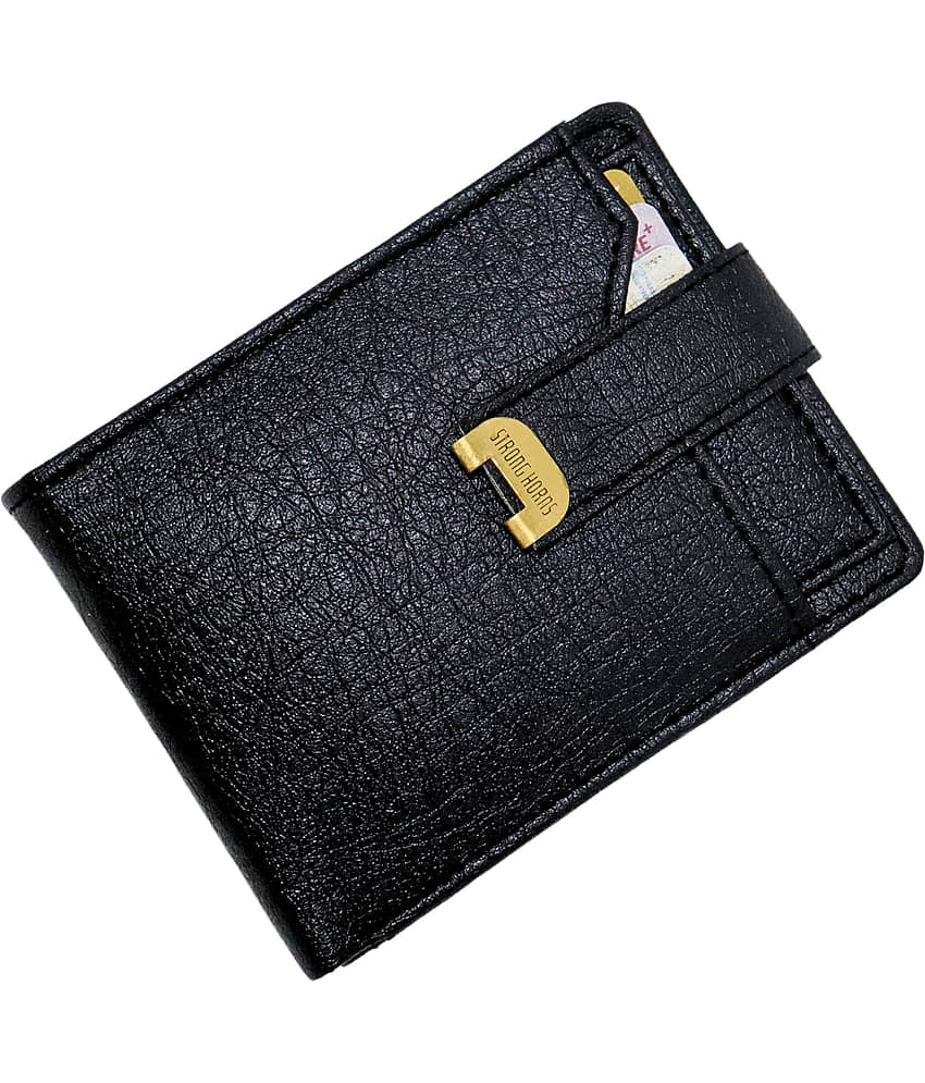 STRONG HORNS PU Self Design Men's Regular Wallet With 10 Slots For Card ( Black , Pack of 1 ) view 2