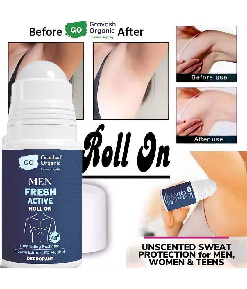 GRASHVA ORGANIC UnderArm Roll On - Whitens & Brightens Deodorant Roll-ons for Unisex 60 gm ( Pack of 1 ) view 2