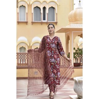 Elara Brown Rayon Dupatta Kotachex Kurta Set For Women view 2