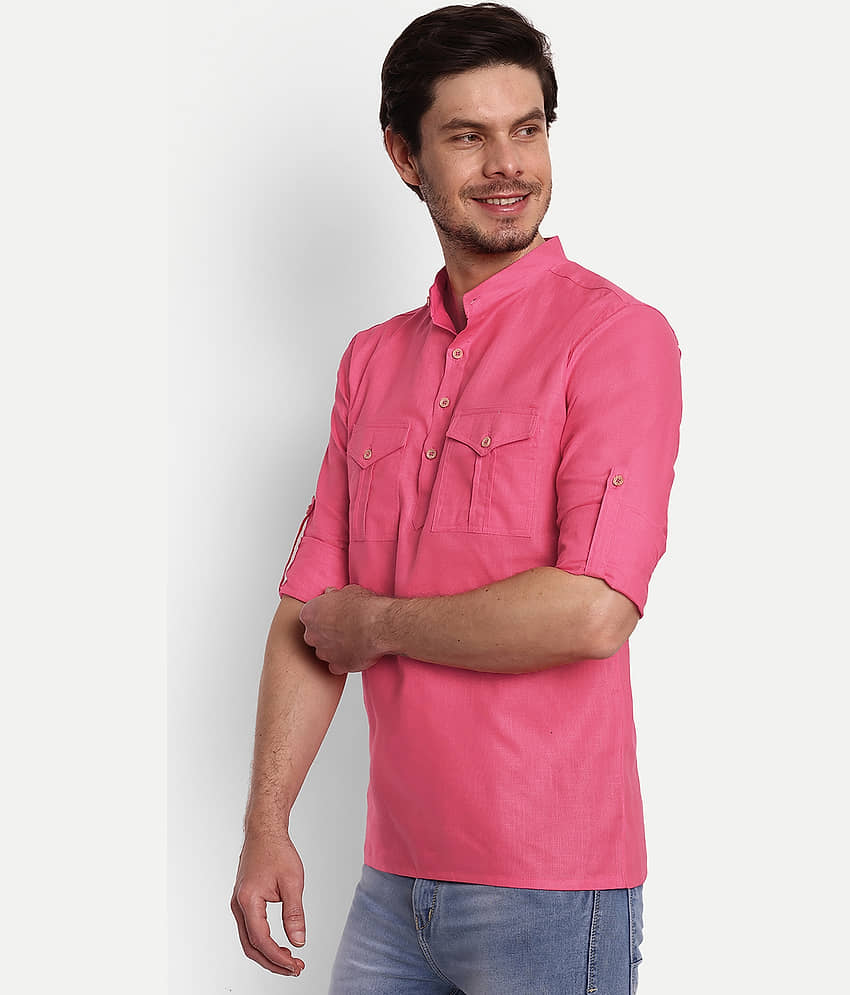 Vida Loca - Maroon Cotton Blend Men's Shirt Style Kurta ( Pack of 1 ) view 2