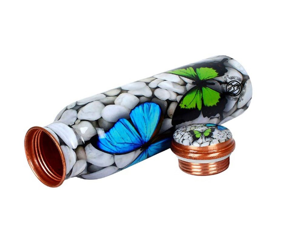 Copper Bottles for Printed with Art Work, Travelling Purpose Bottles, Yoga Ayurveda Healing, 950 ML (Design SM 23) view 2