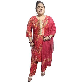 Women Viscose Rayon Kurta Pant Dupatta Set view 2