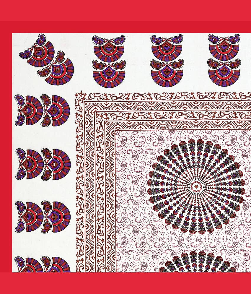 ABHACLOTHO Red Cotton 1 Single Bedsheet with 1 Pillow Cover ( 215 cm x 150 cm ) view 2