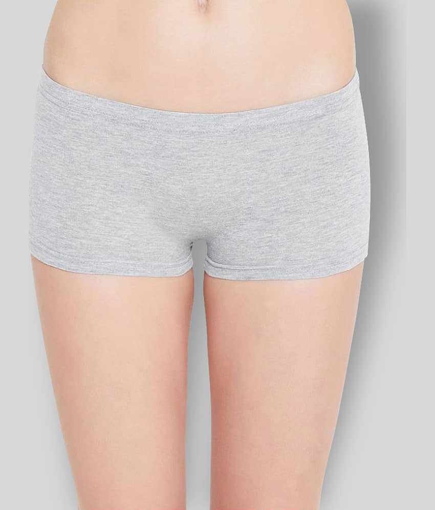 Leading Lady Cotton Solid Women's Boy Shorts ( Grey ) view 2