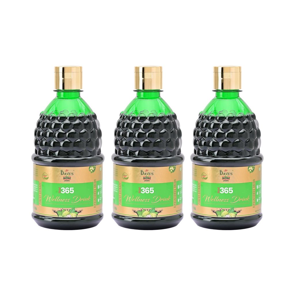 The Dave's Noni - 500ML Noni Juice,365 Wellness Drink - Antioxidants, Boosts Energy,Diabetes Care, Sugar-Free Detox Juice, and Energy Drink for Immunity(Pack of 3)