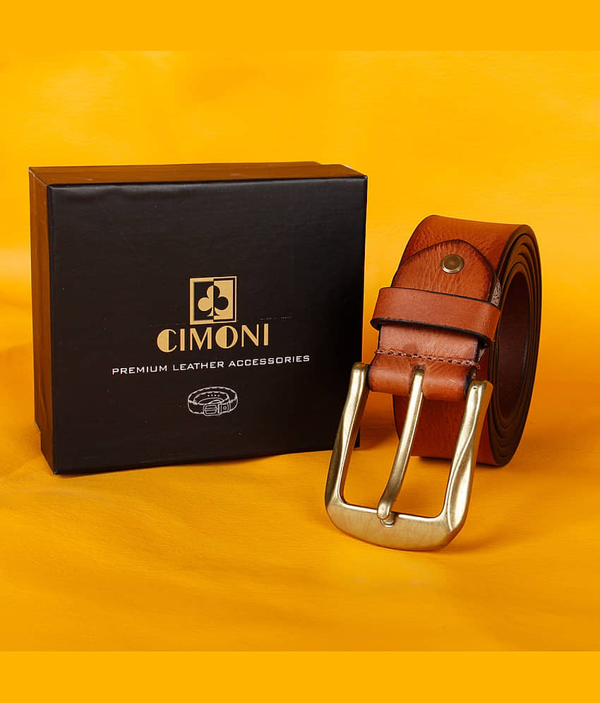 CIMONI - Tan Leather Men's Formal Belt ( Pack of 1 ) view 2